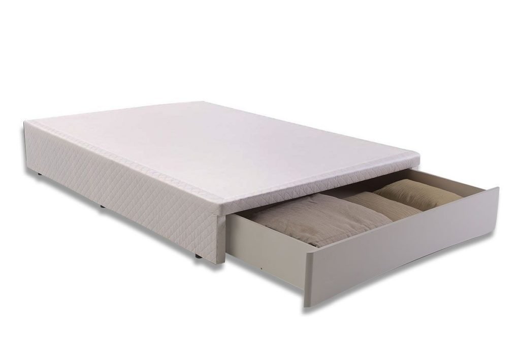 23029 det Cama Box Herval MH 1819 Gaveta Frontal Tecido Branco