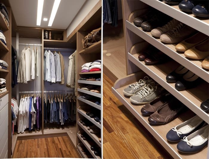 closet aberto com sapateira