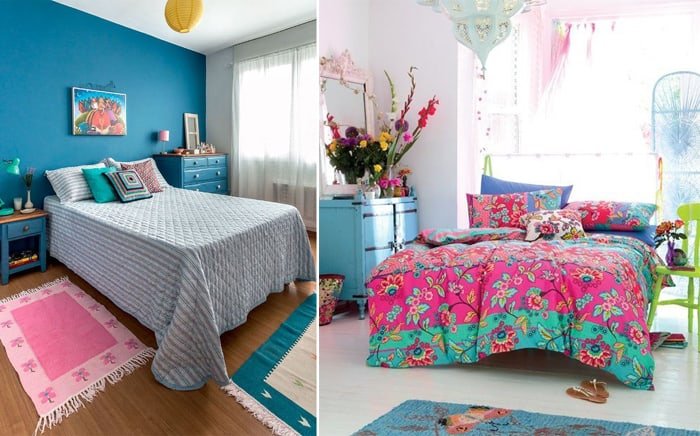 quarto de menina azul e rosa