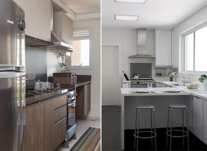 cores neutras e claras ajudam a ampliar cozinhas compactas