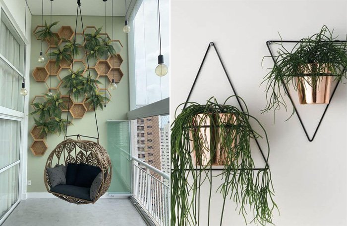 Vaso de parede: decorações com plantas para o apartamento
