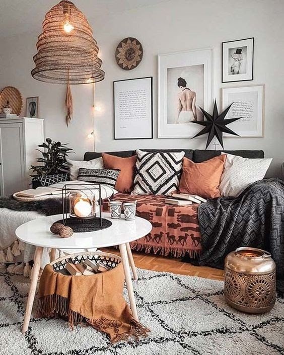 a decoração boho traz um toque rústico ao ambiente