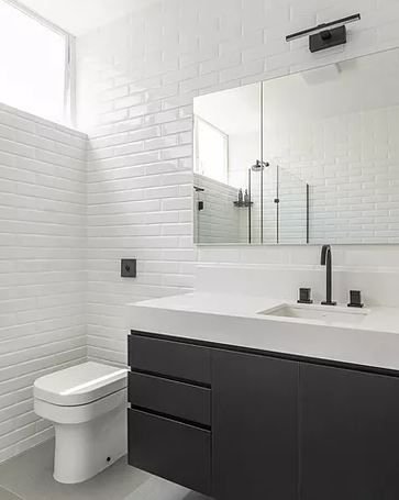 lavabo minimalista em preto e branco